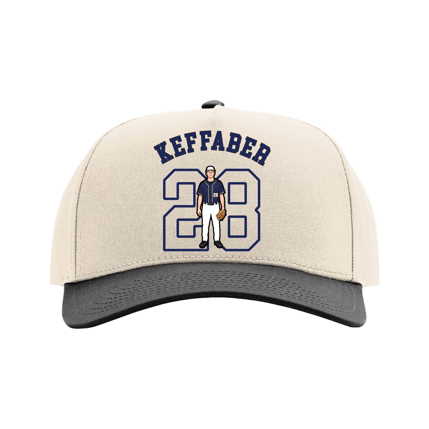 Full Fabric Five-Panel Champ Cap — Shirsey Arch in Cream/Black