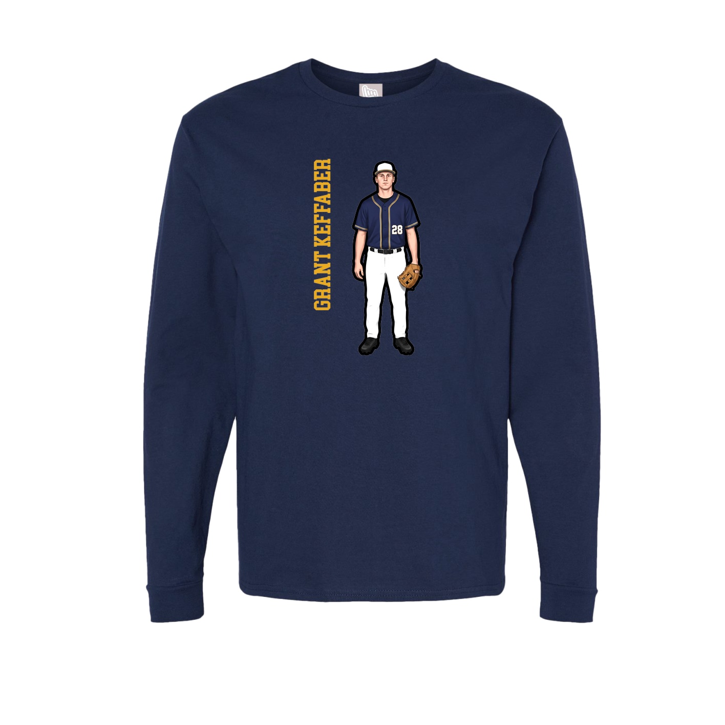 Long Sleeve Tee — Name Vertical in Navy
