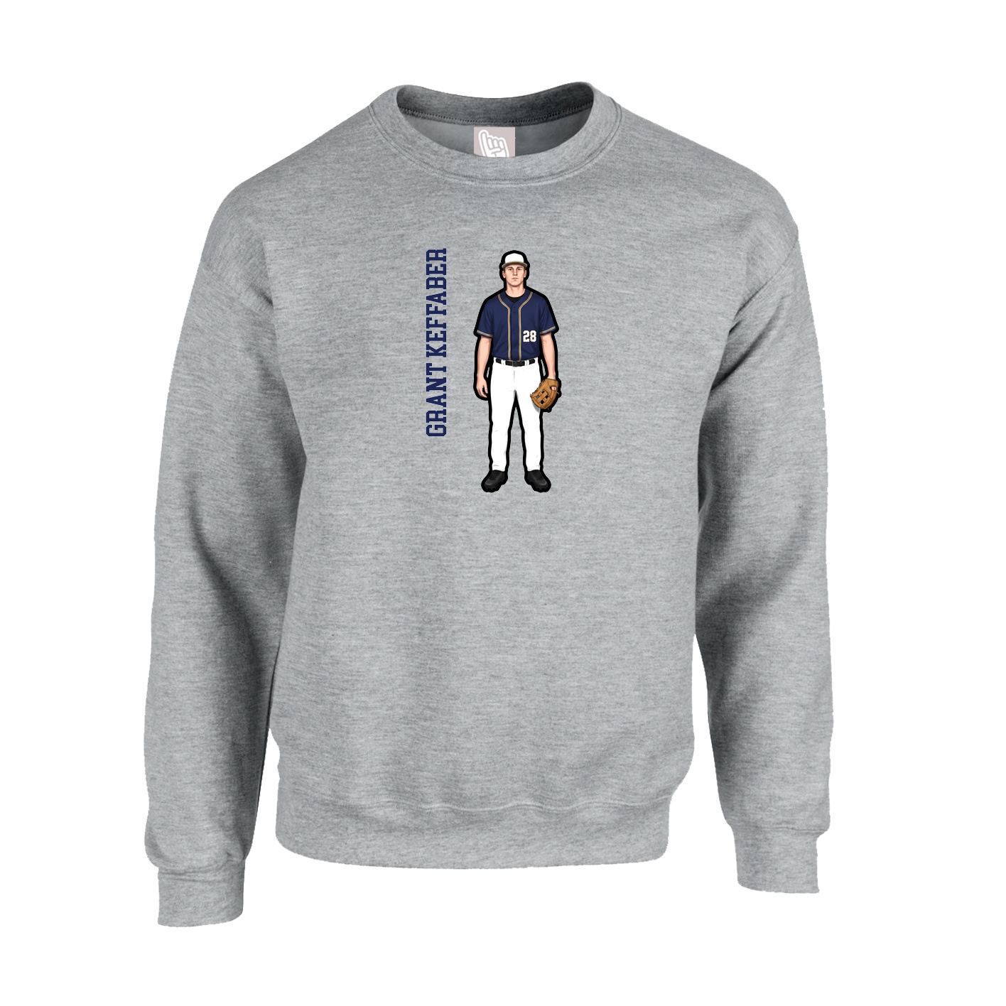 Fleece Crew — Name Vertical in Grey