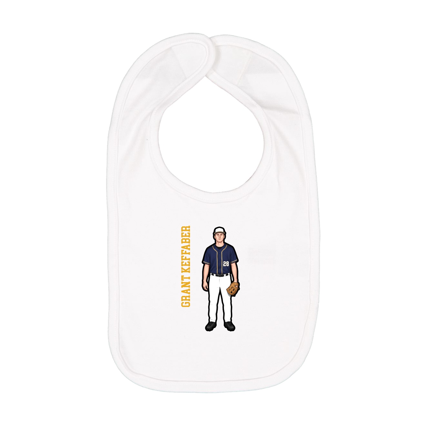 Infant Bib — Name Vertical in White