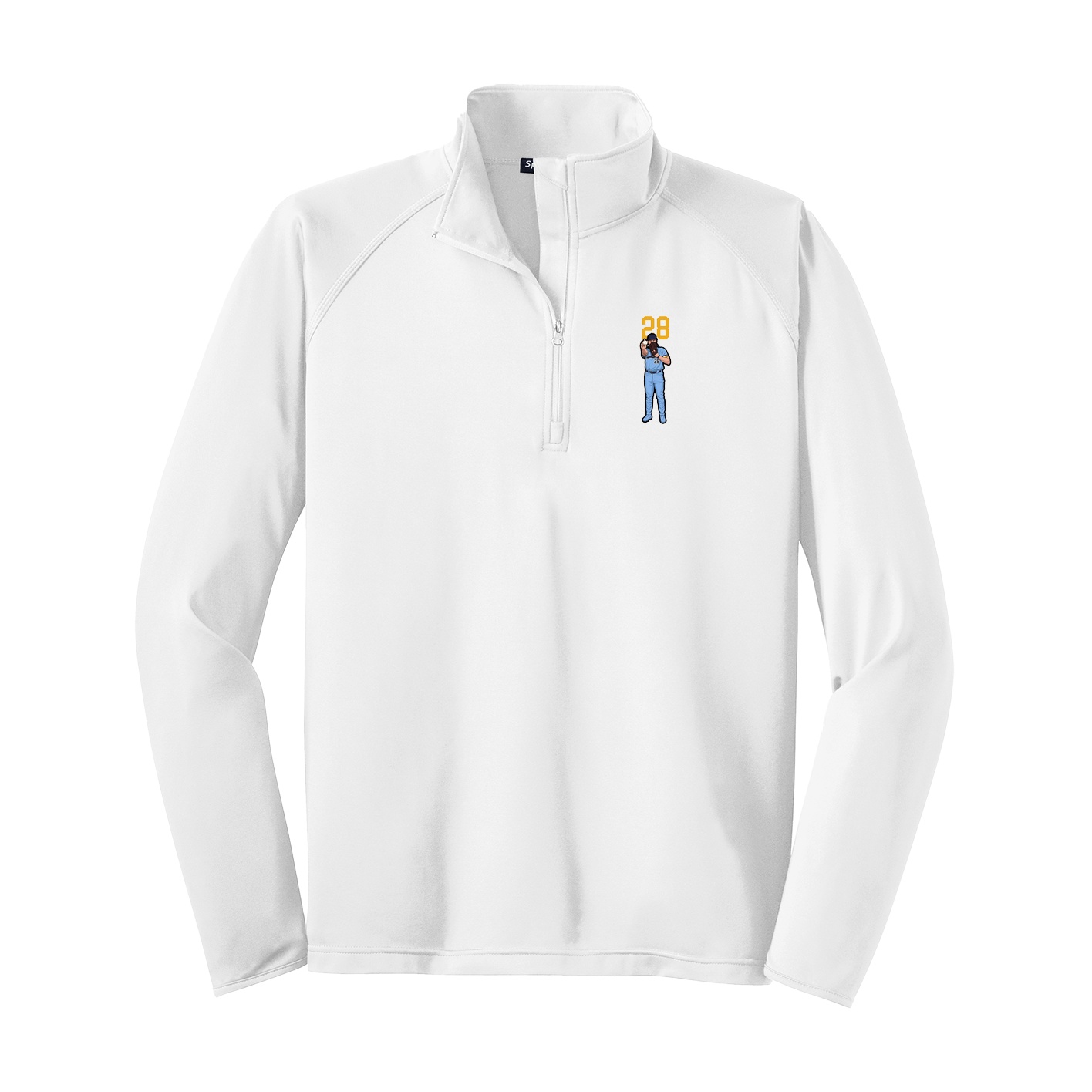Q-Zip Pullover — Number Top in White