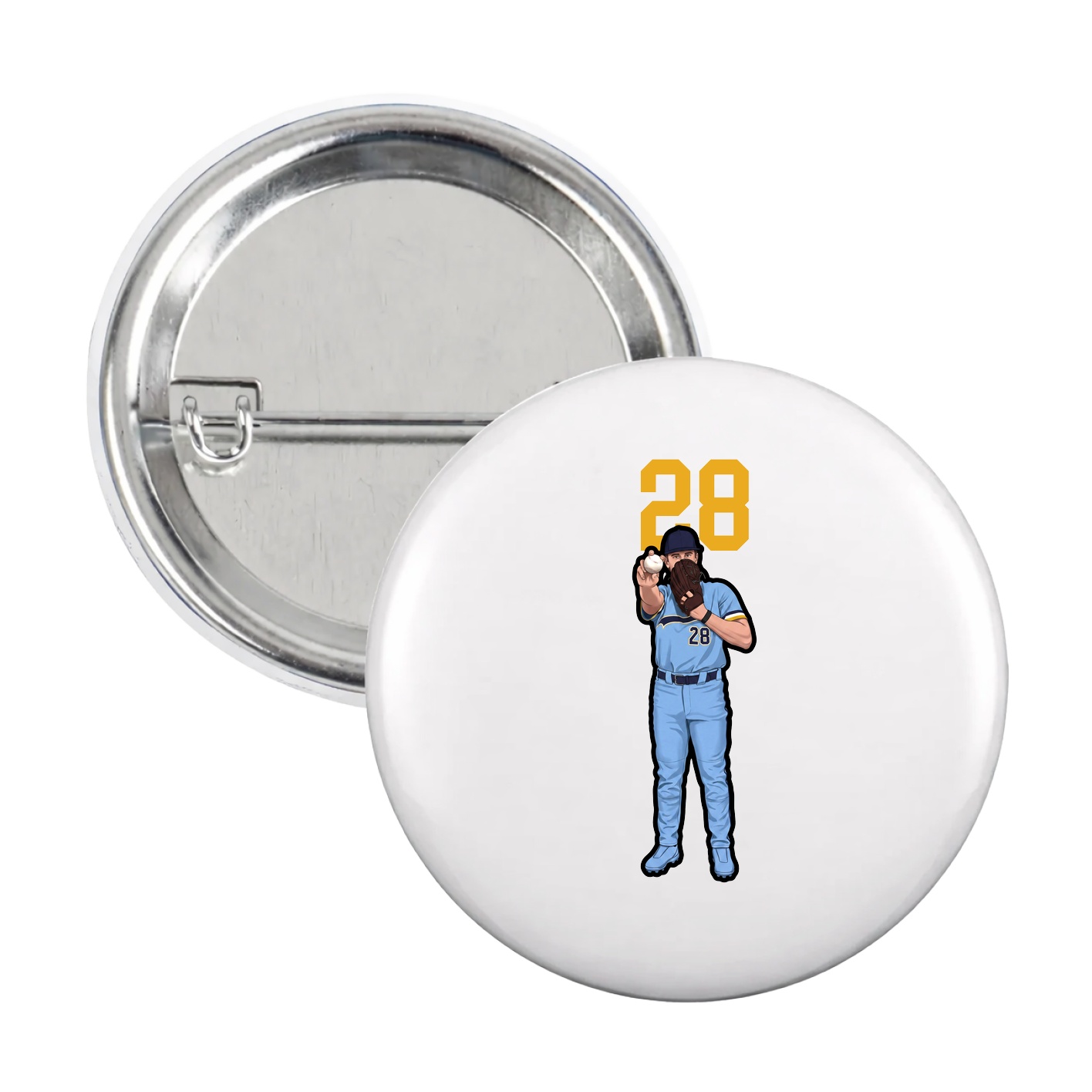 Game Day Button — Number Top in White