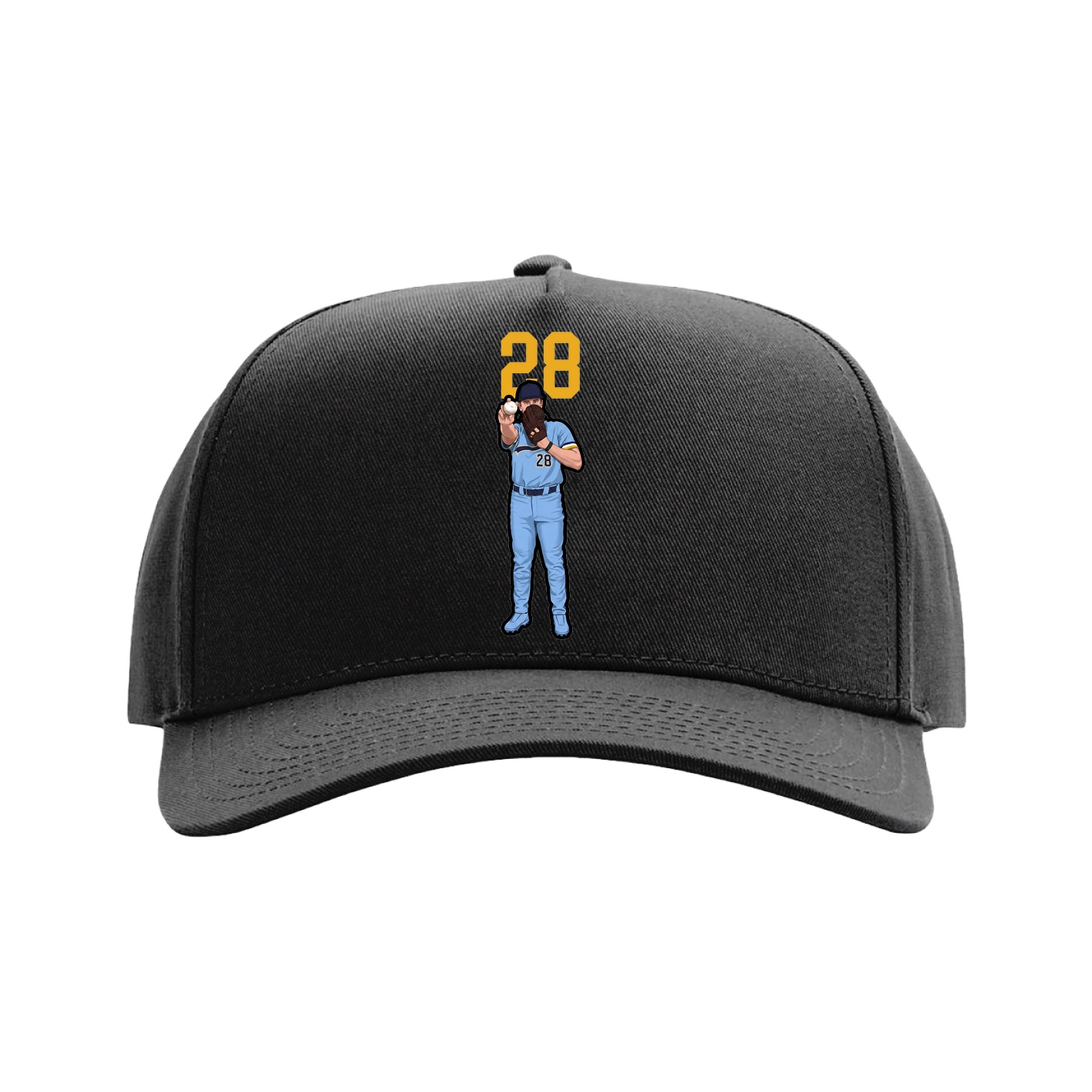 Full Fabric Five-Panel Champ Cap — Number Top in Black
