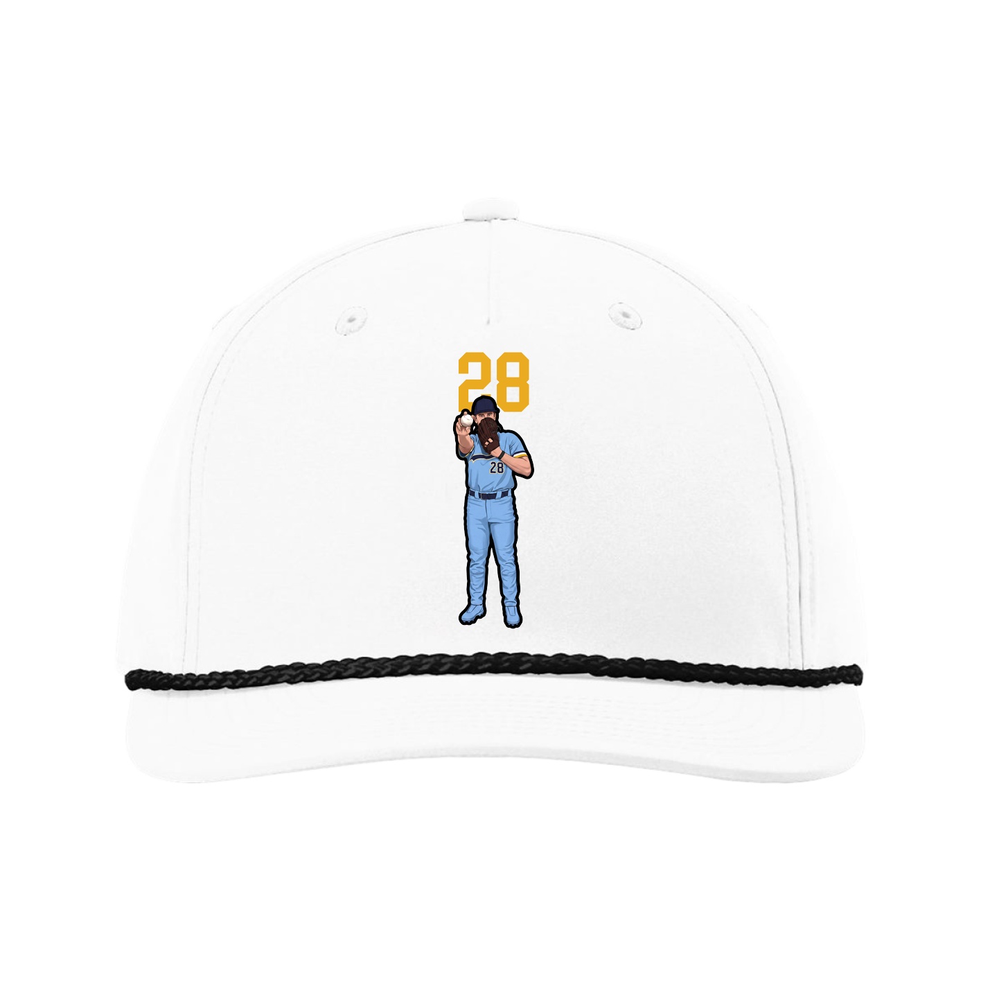 Five-Panel Classic Rope Cap — Number Top in White
