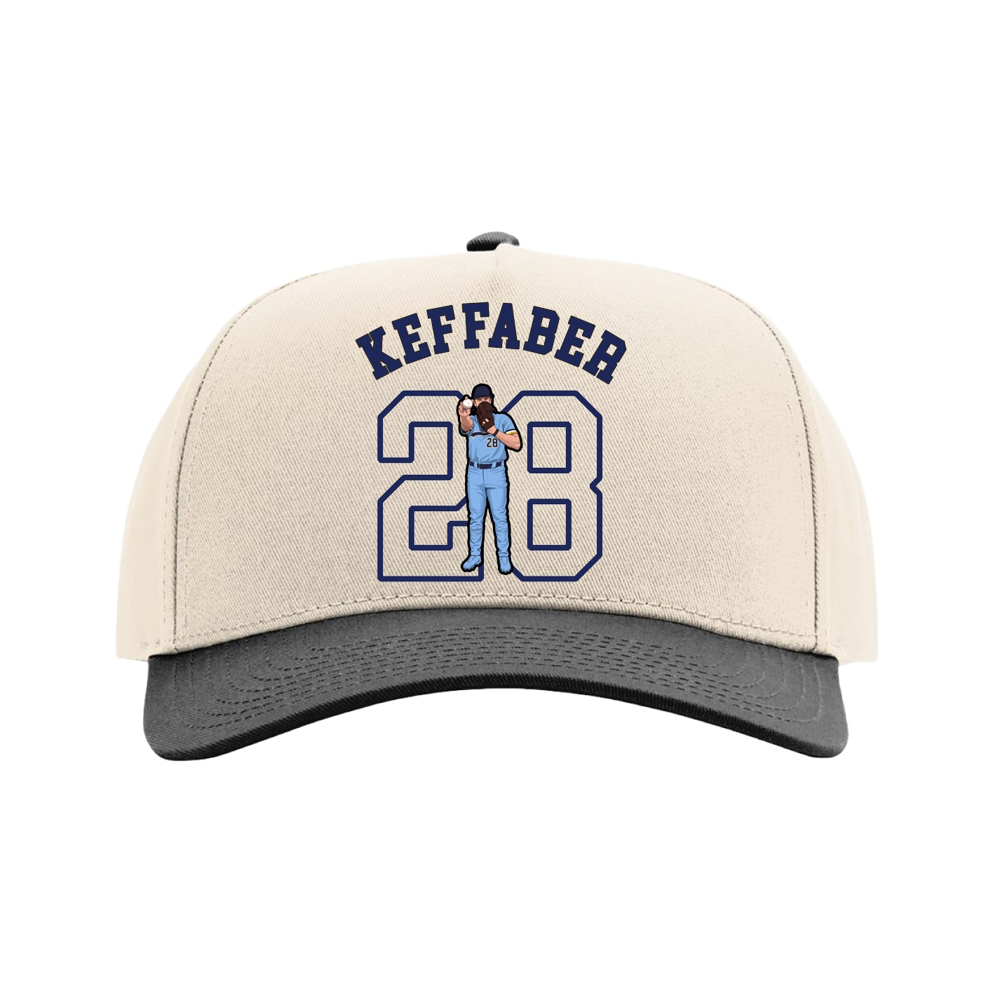 Full Fabric Five-Panel Champ Cap — Shirsey Arch in Cream/Black
