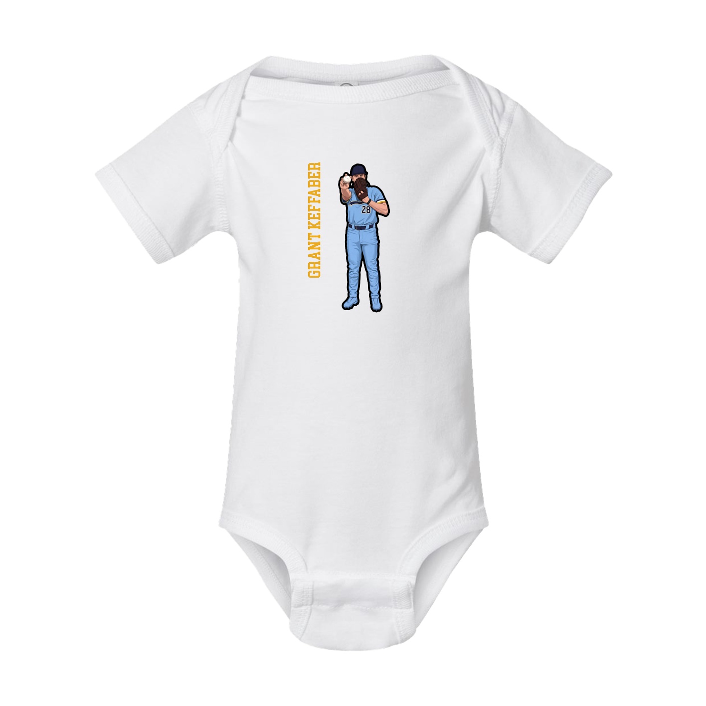 Baby Onesie — Name Vertical in White