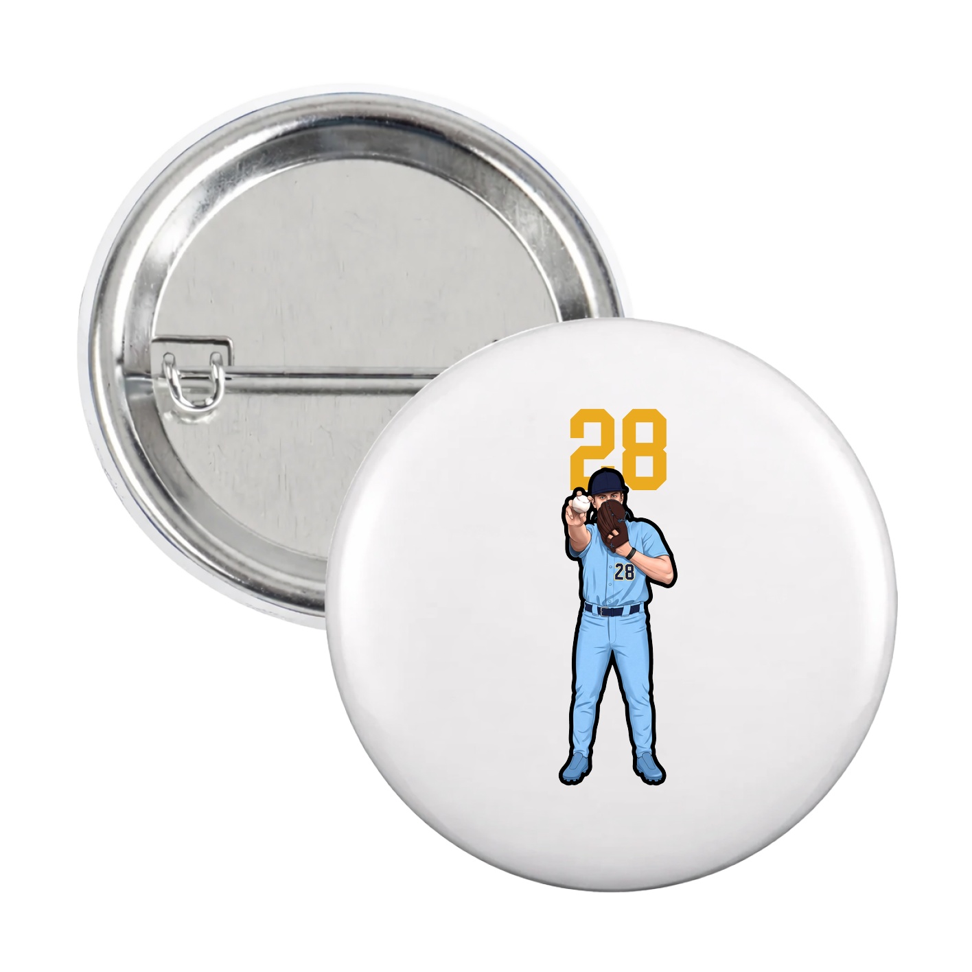 Game Day Button — Number Top in White
