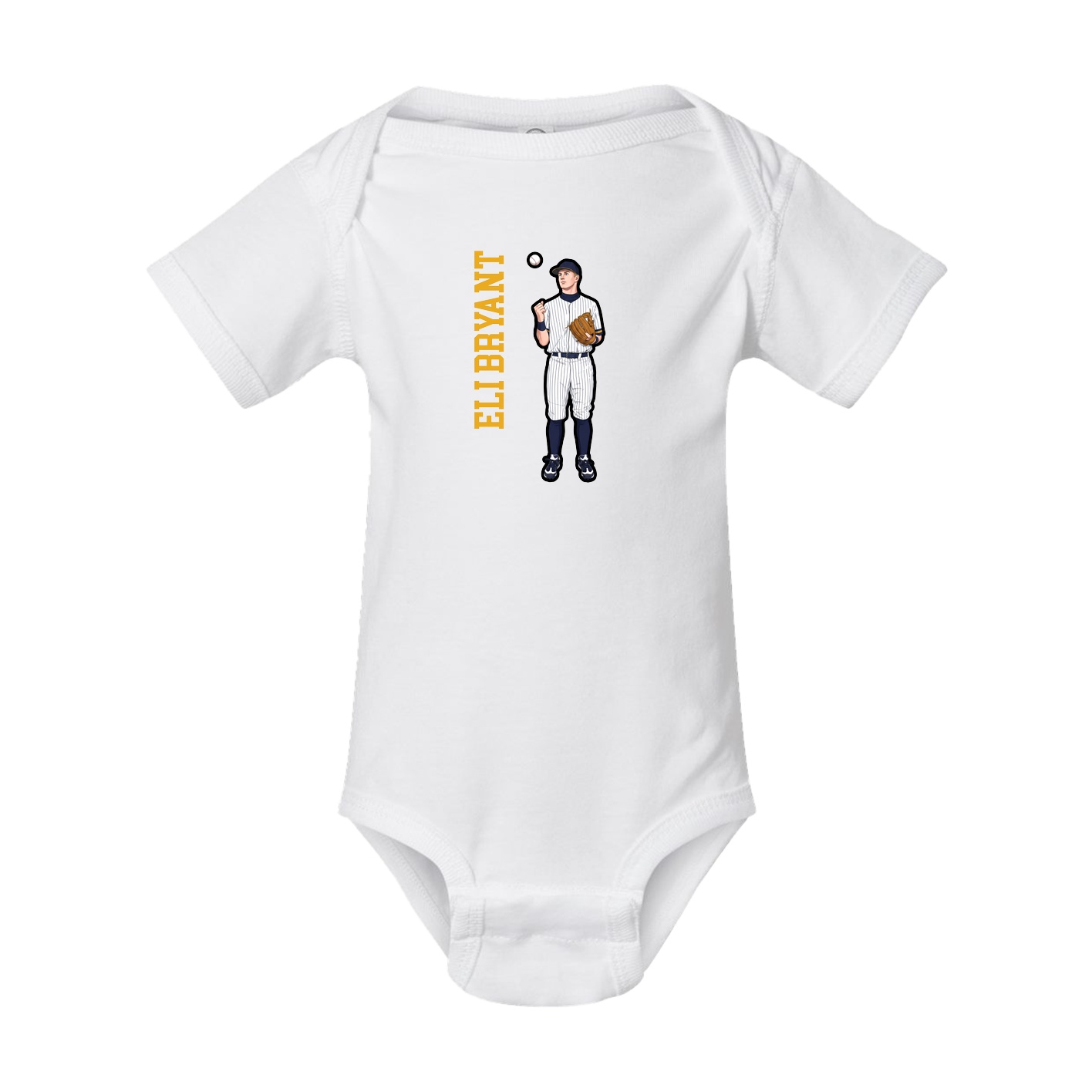 Baby Onesie — Name Vertical in White