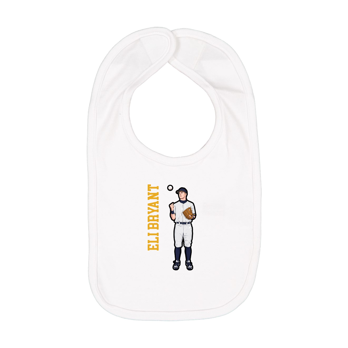Infant Bib — Name Vertical in White