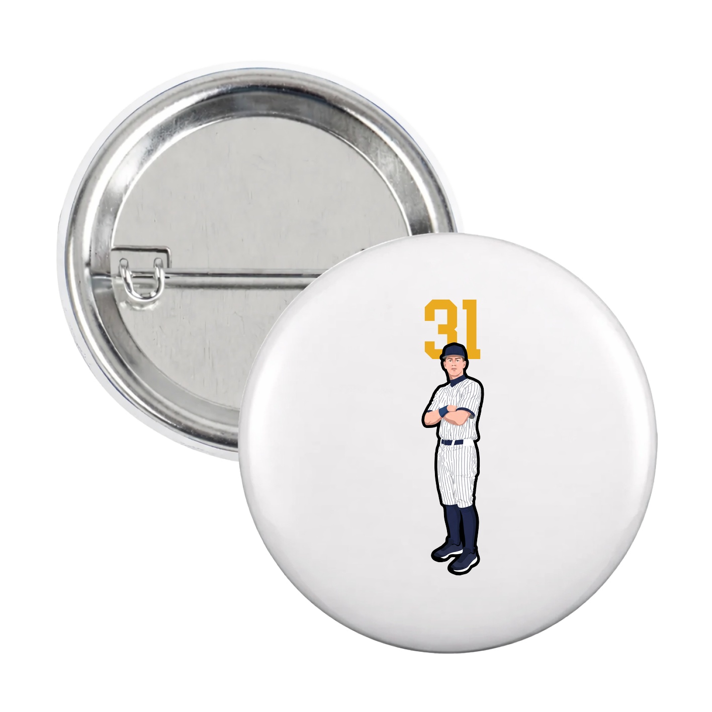 Game Day Button — Number Top in White