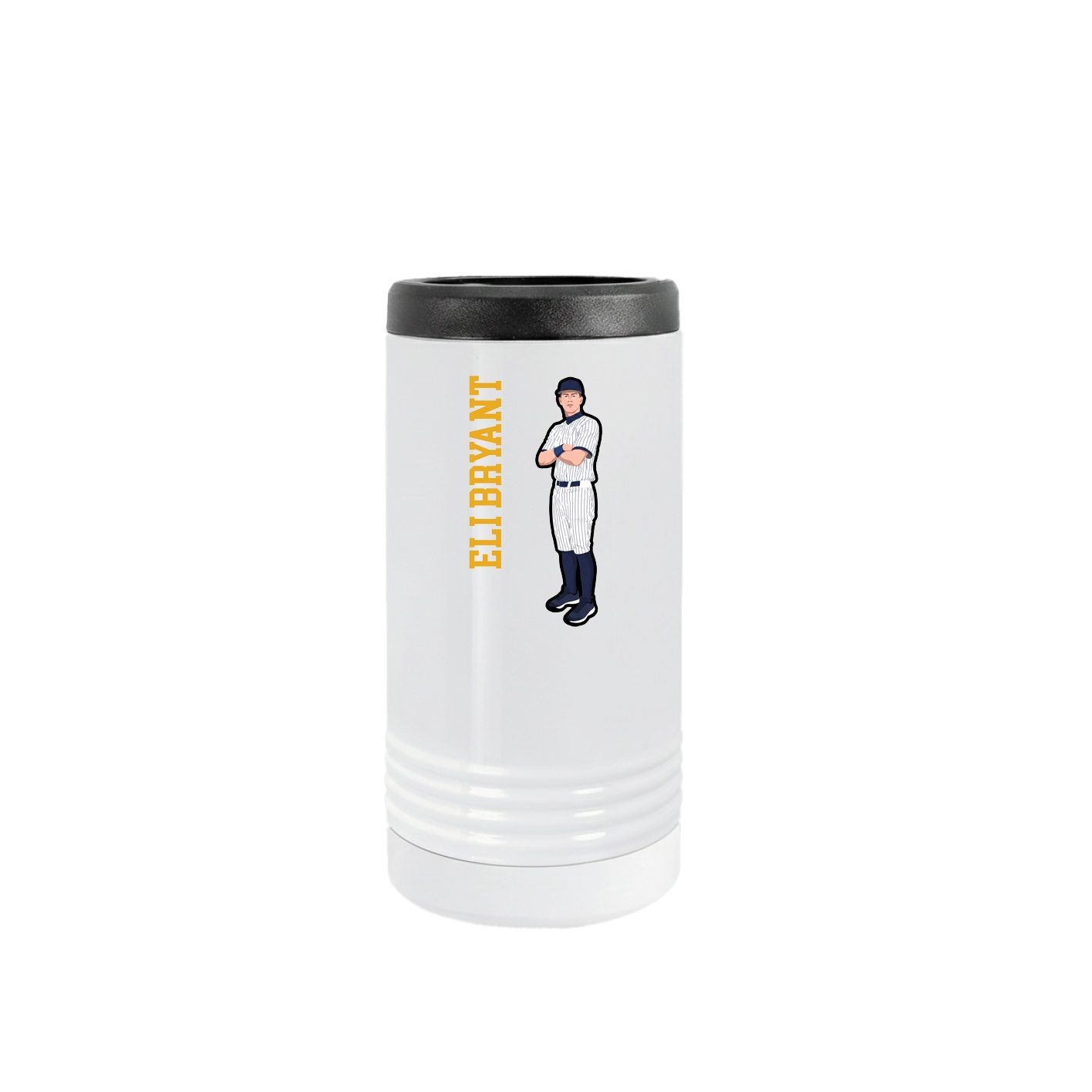 Slim Beverage Holder — Name Vertical in White