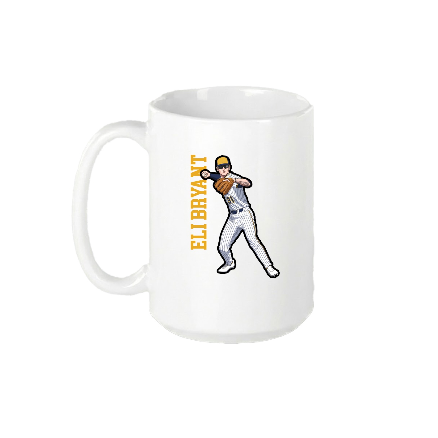 15oz Coffee Mug — Name Vertical in White