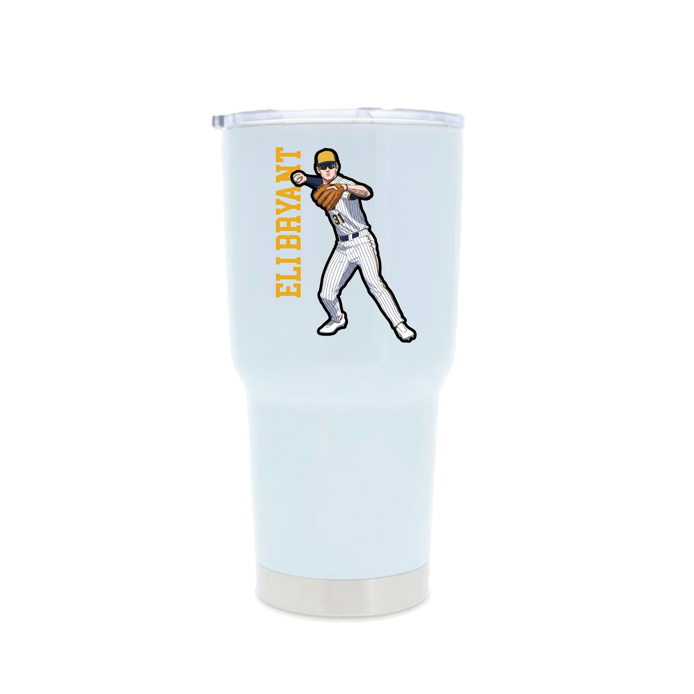 30oz Stainless Steel Tumbler — Name Vertical in White