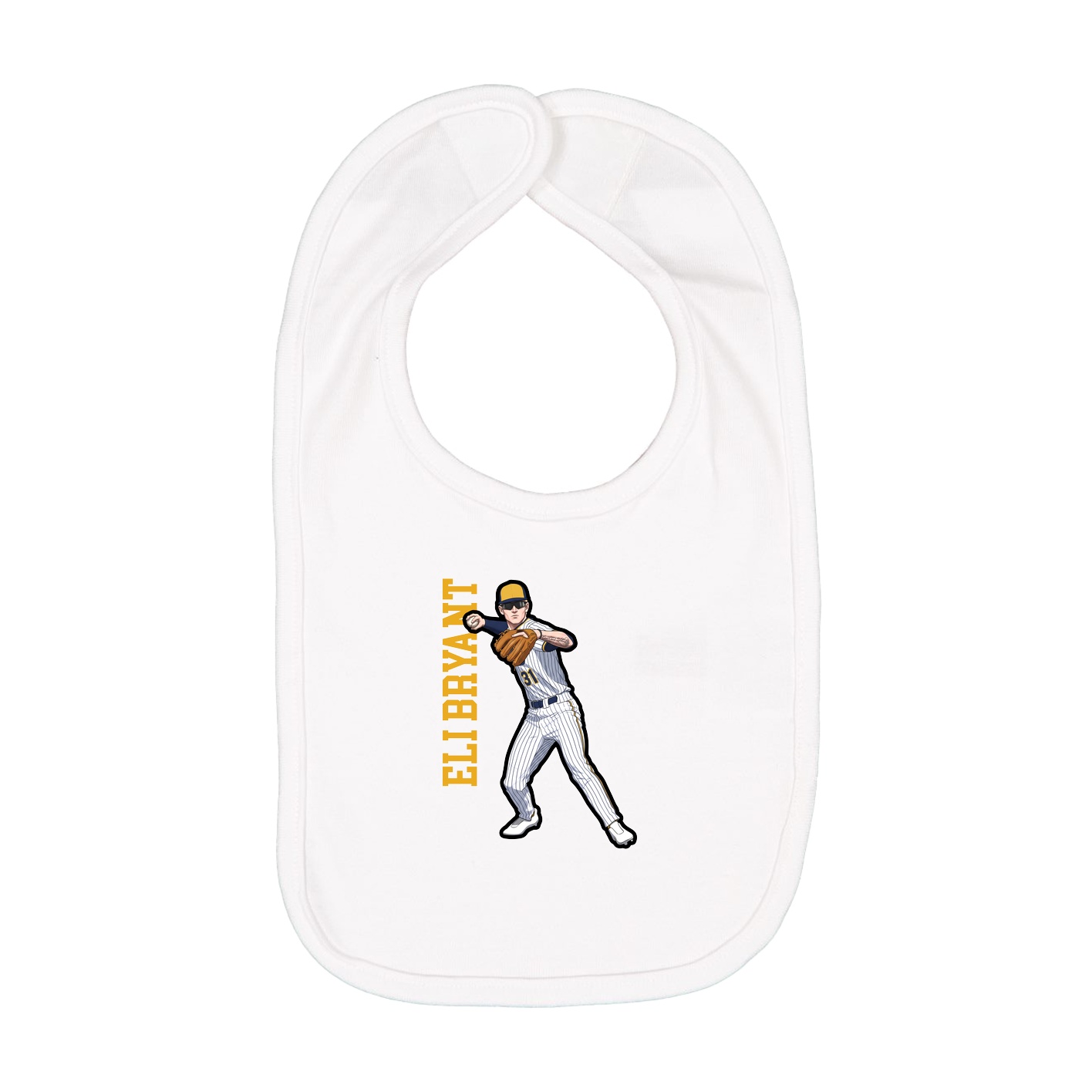 Infant Bib — Name Vertical in White