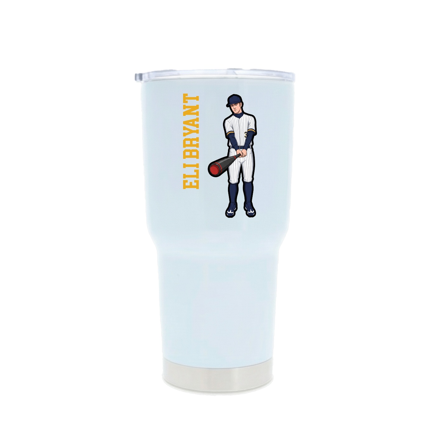 30oz Stainless Steel Tumbler — Name Vertical in White