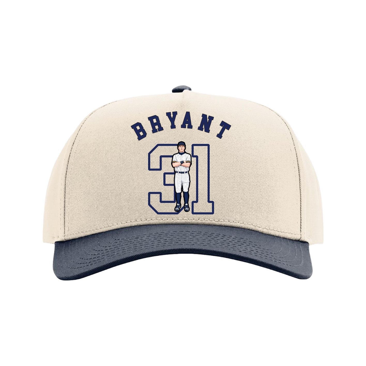 Full Fabric Five-Panel Champ Cap — Shirsey Arch in Cream/Navy