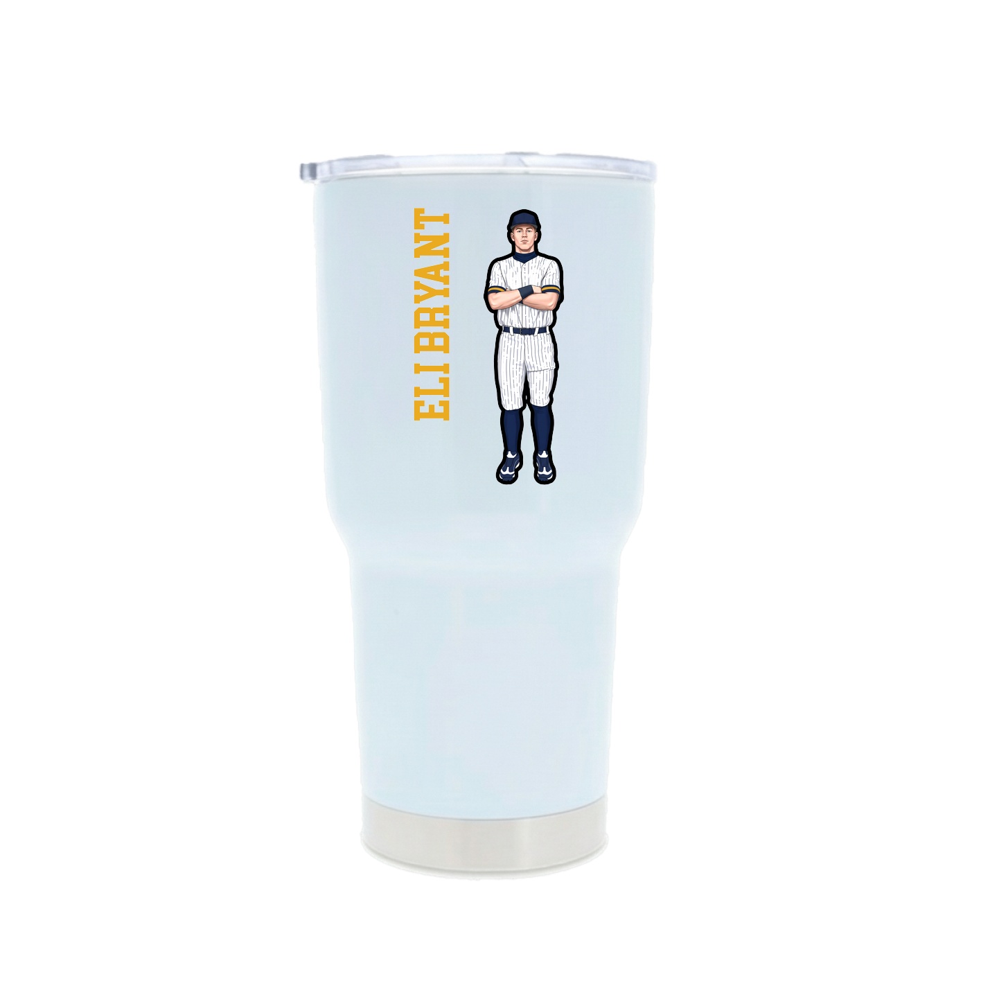 30oz Stainless Steel Tumbler — Name Vertical in White