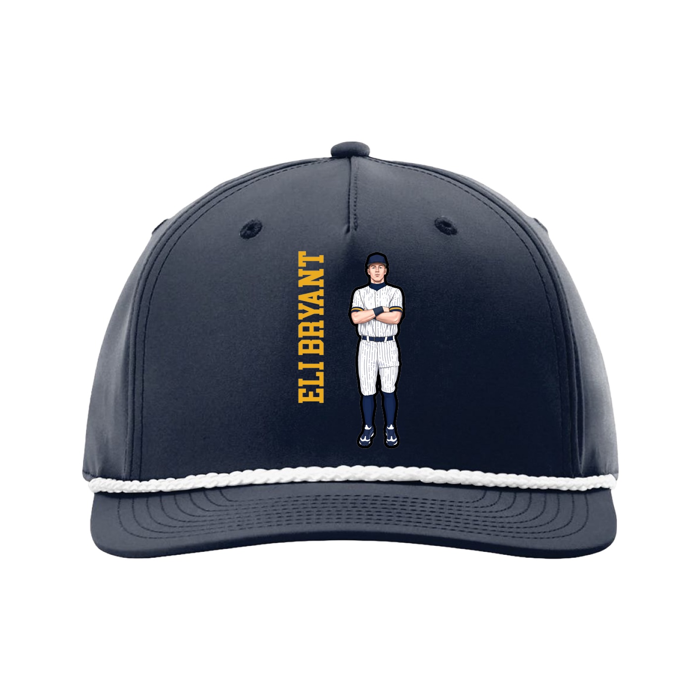 Five-Panel Classic Rope Cap — Name Vertical in Navy