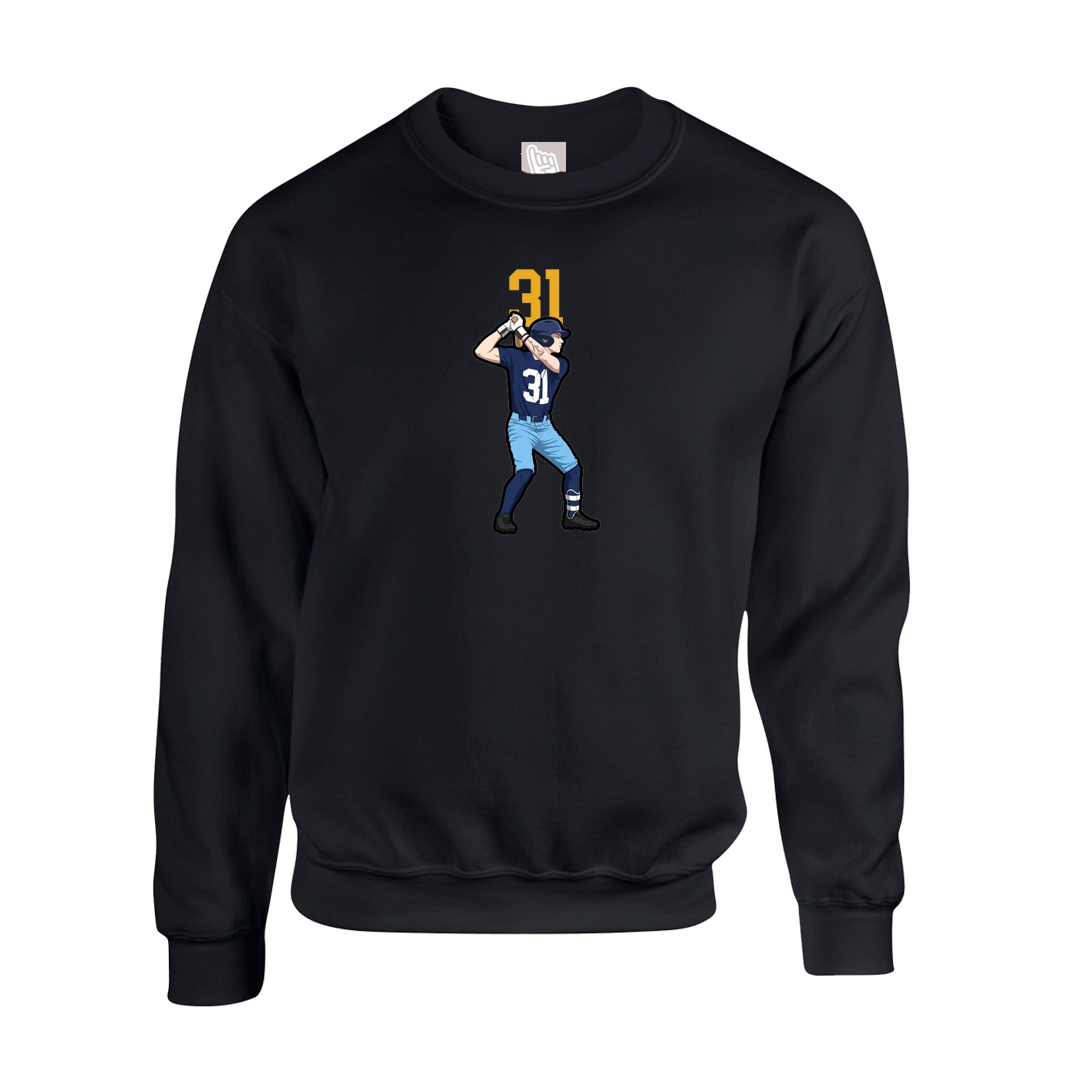 Fleece Crew — Number Top in Black