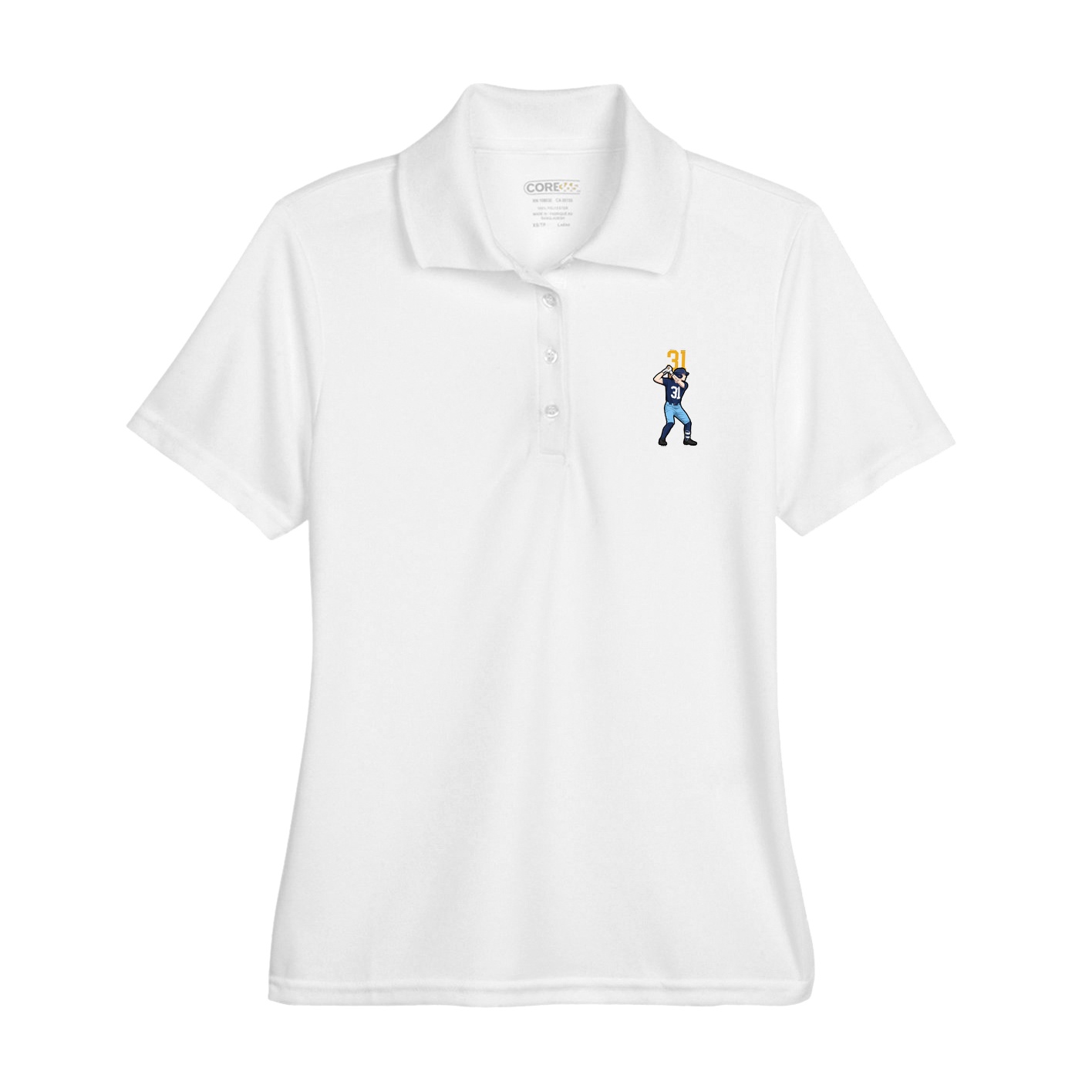 Womens Performance Polo — Number Top in White