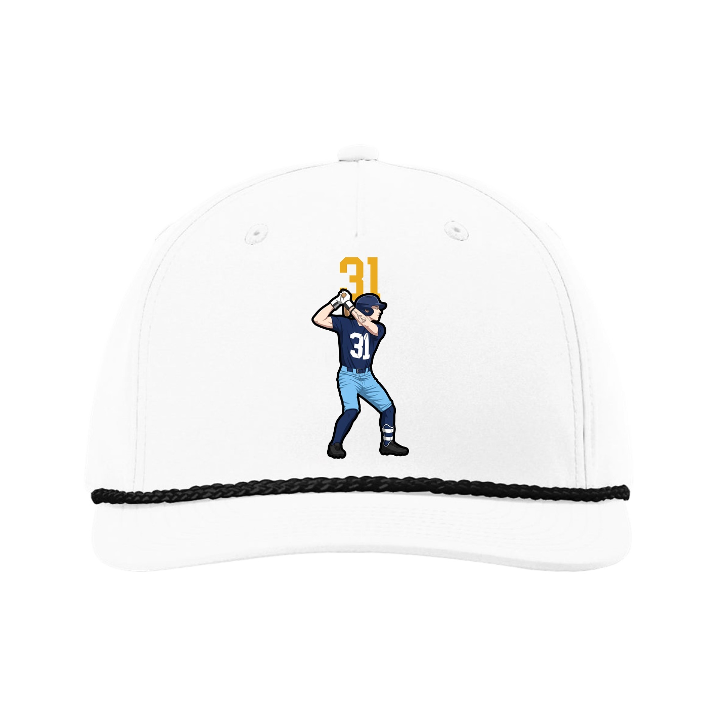 Five-Panel Classic Rope Cap — Number Top in White