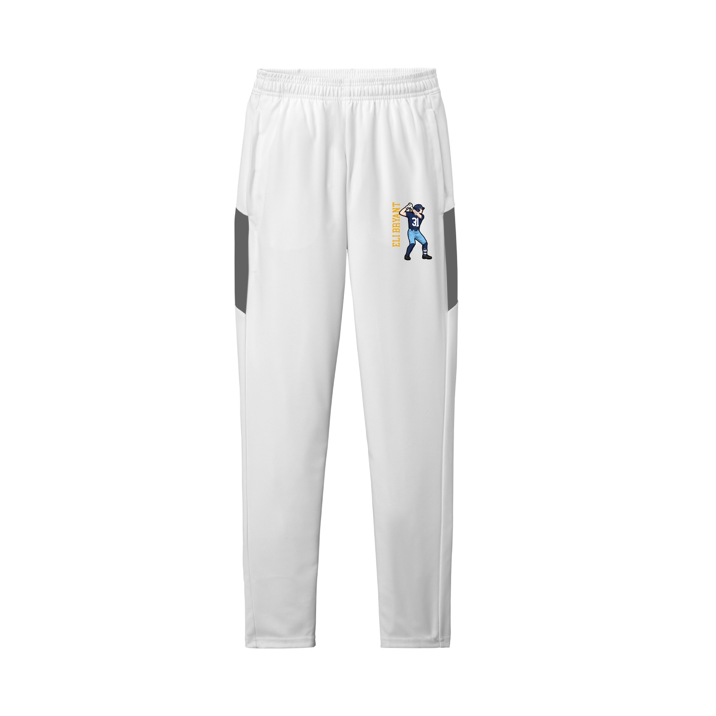 Team Travel Pant — Name Vertical in White/Grey