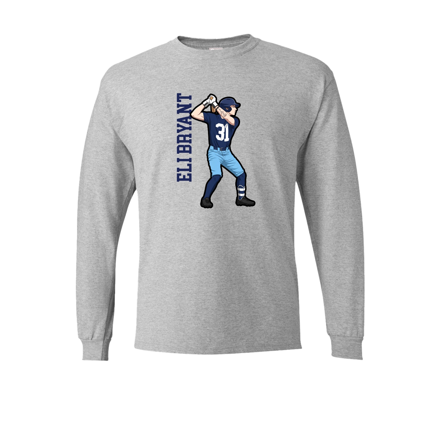 Long Sleeve Tee — Name Vertical in Grey