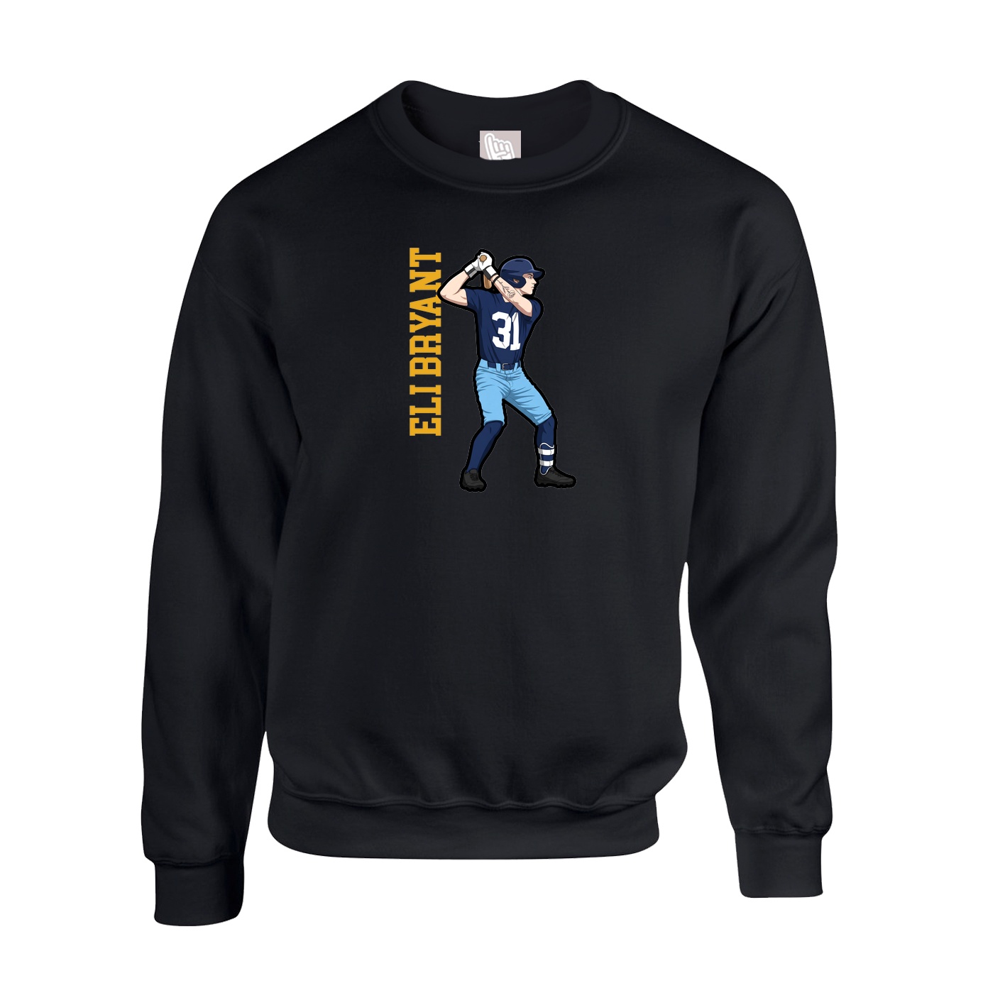 Fleece Crew — Name Vertical in Black