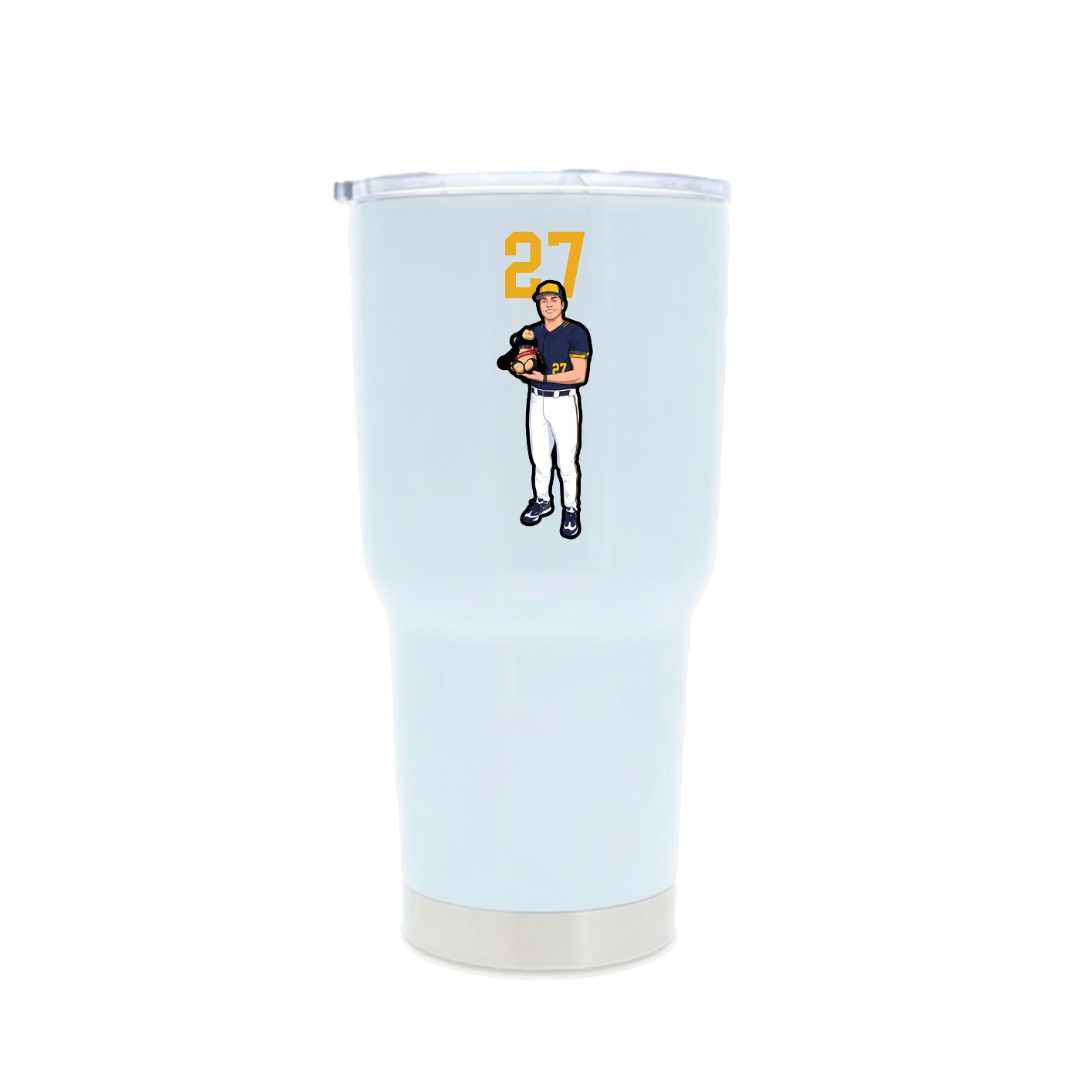 30oz Stainless Steel Tumbler — Number Top in White