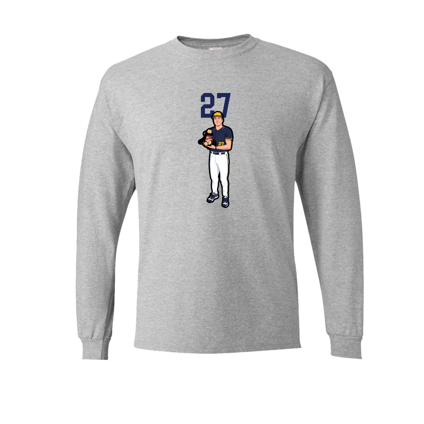 Long Sleeve Tee — Number Top in Grey