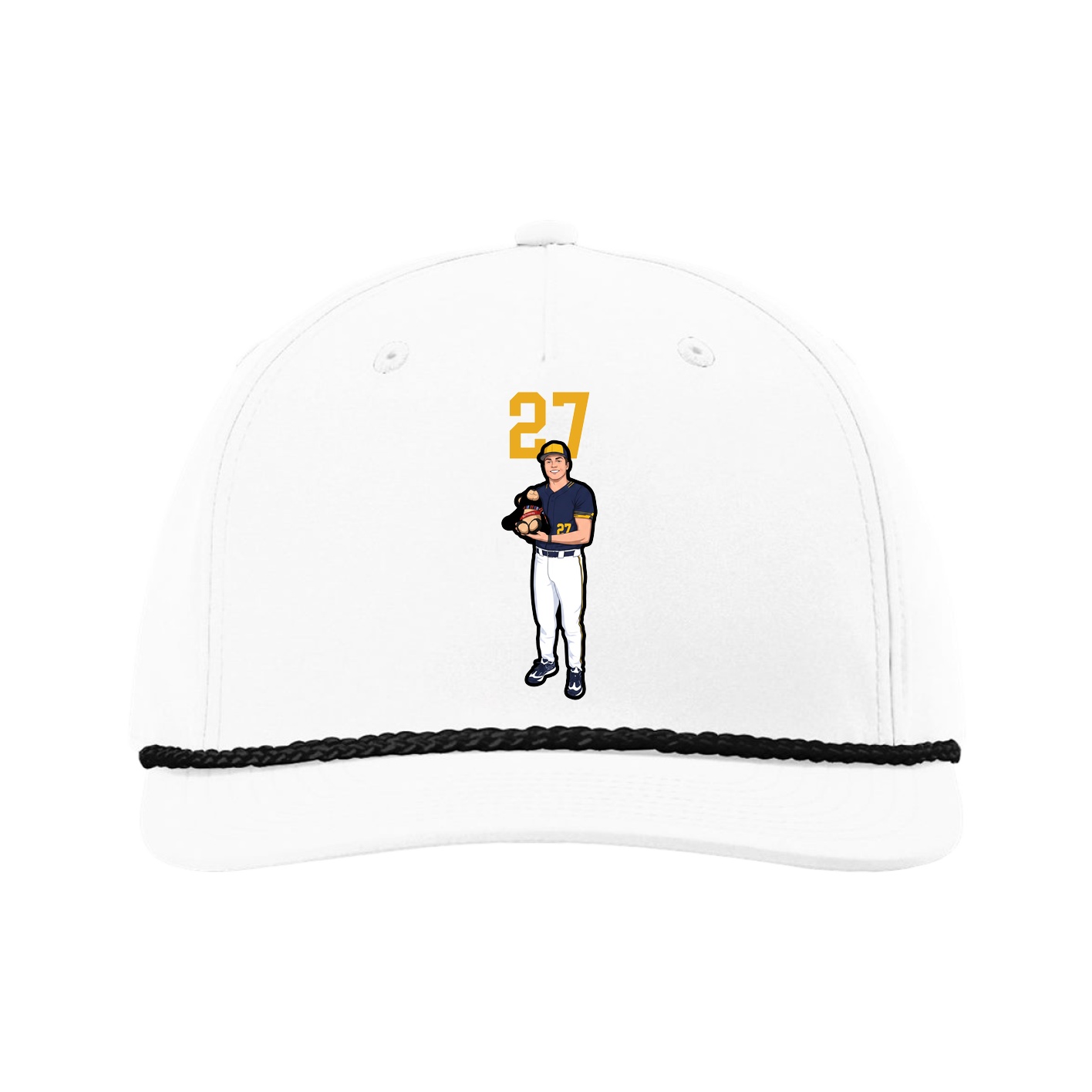 Five-Panel Classic Rope Cap — Number Top in White