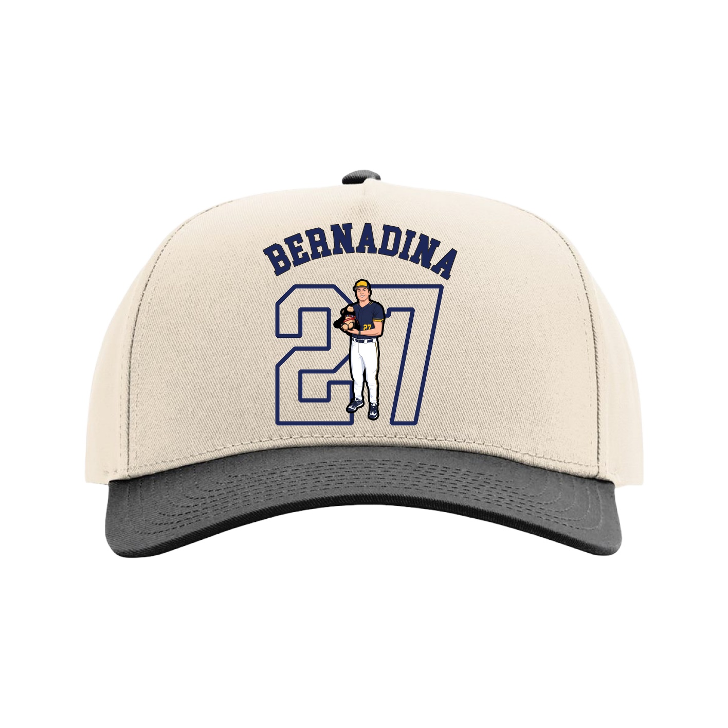 Full Fabric Five-Panel Champ Cap — Shirsey Arch in Cream/Black