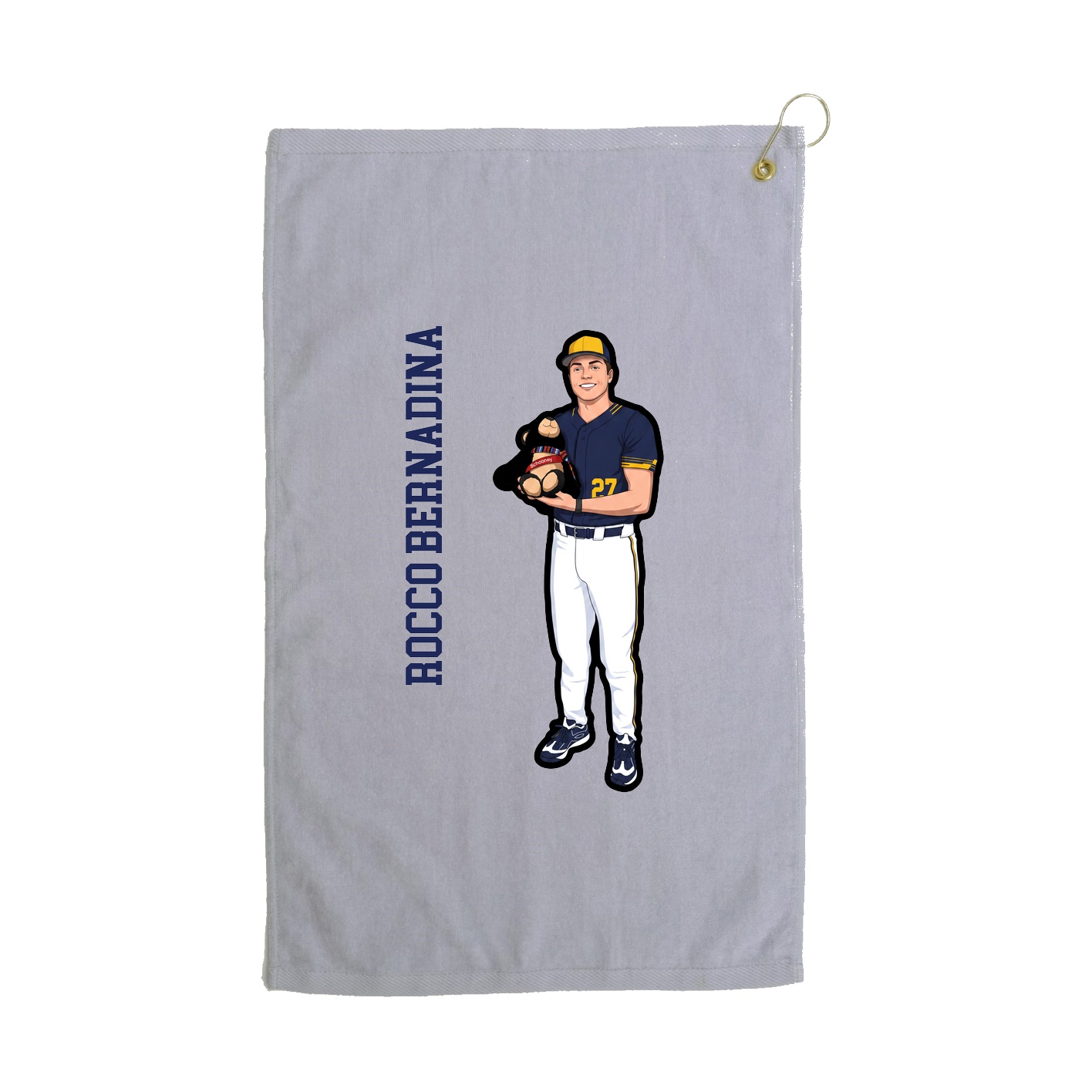 Golf Towel — Name Vertical in Grey
