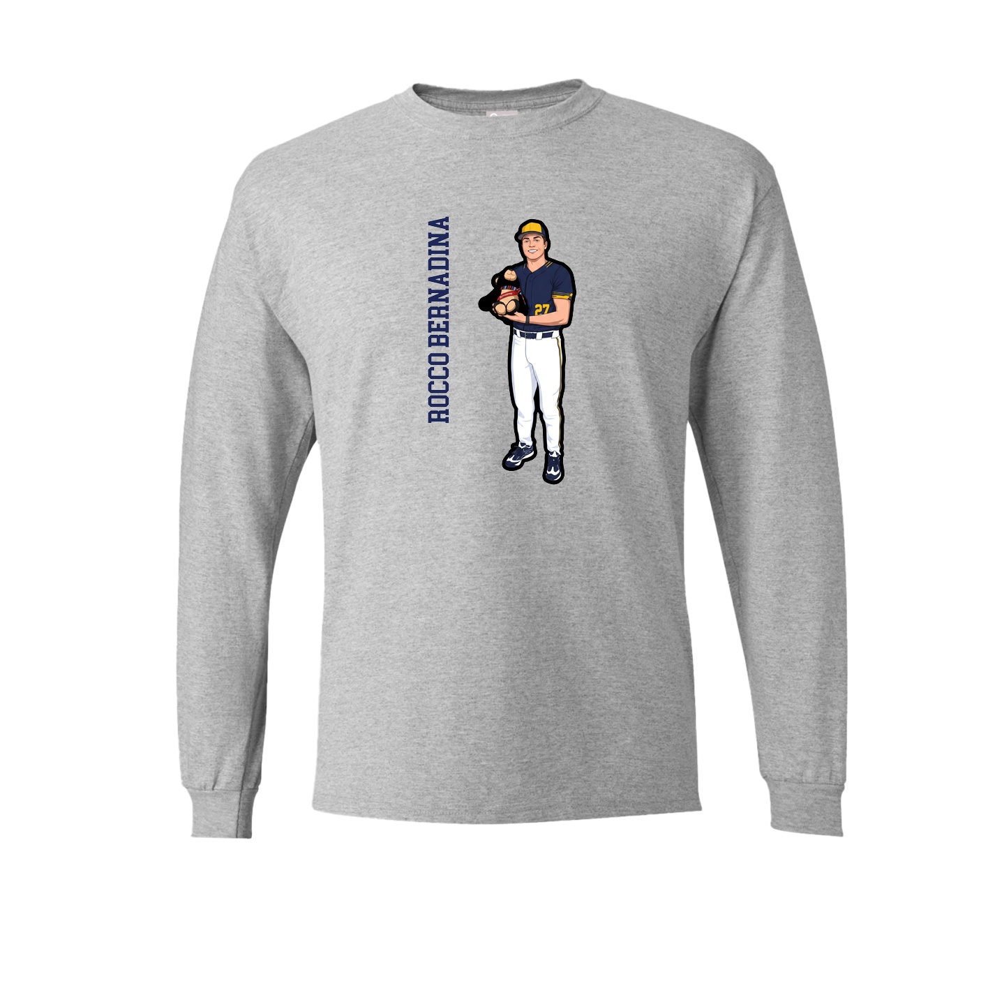 Long Sleeve Tee — Name Vertical in Grey
