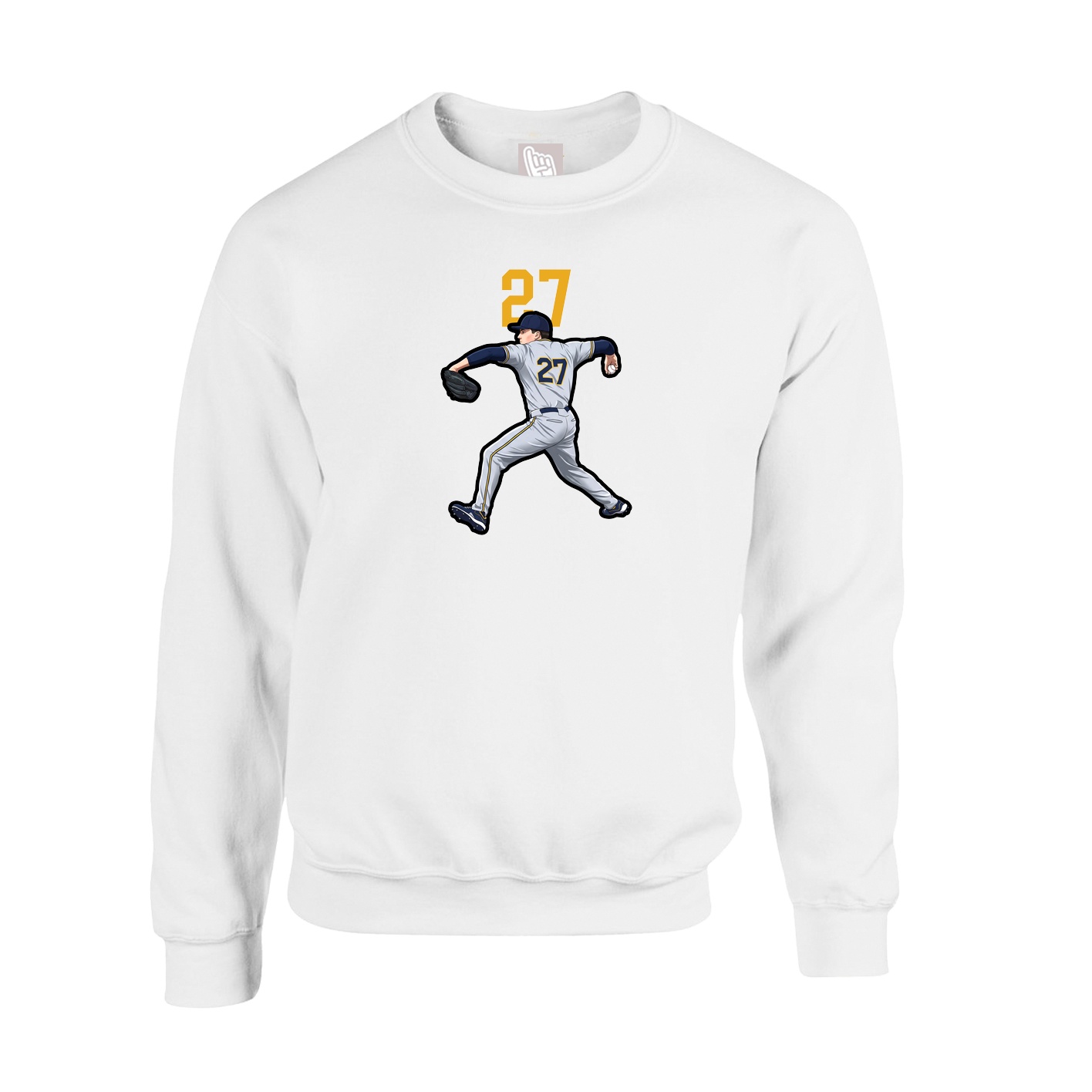 Fleece Crew — Number Top in White