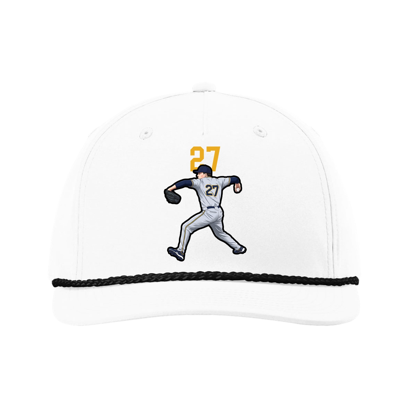 Five-Panel Classic Rope Cap — Number Top in White