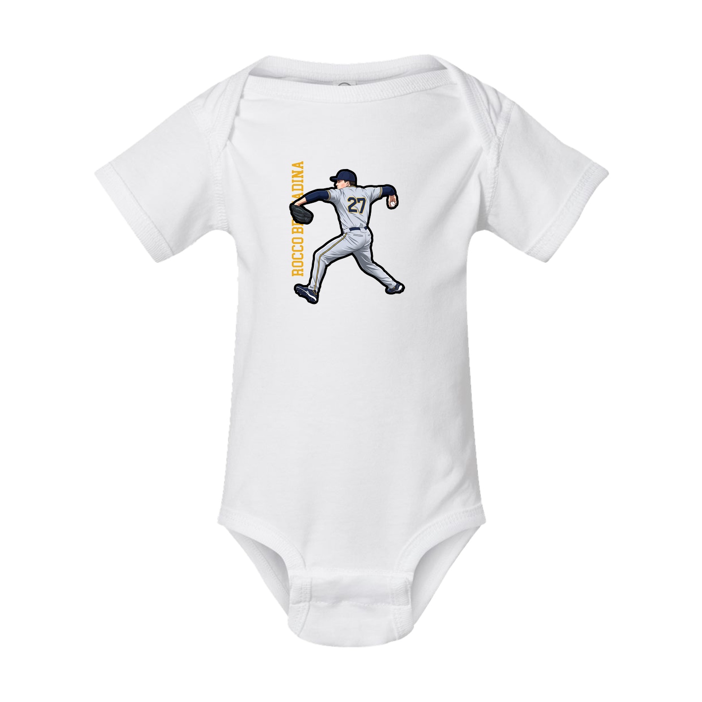 Baby Onesie — Name Vertical in White