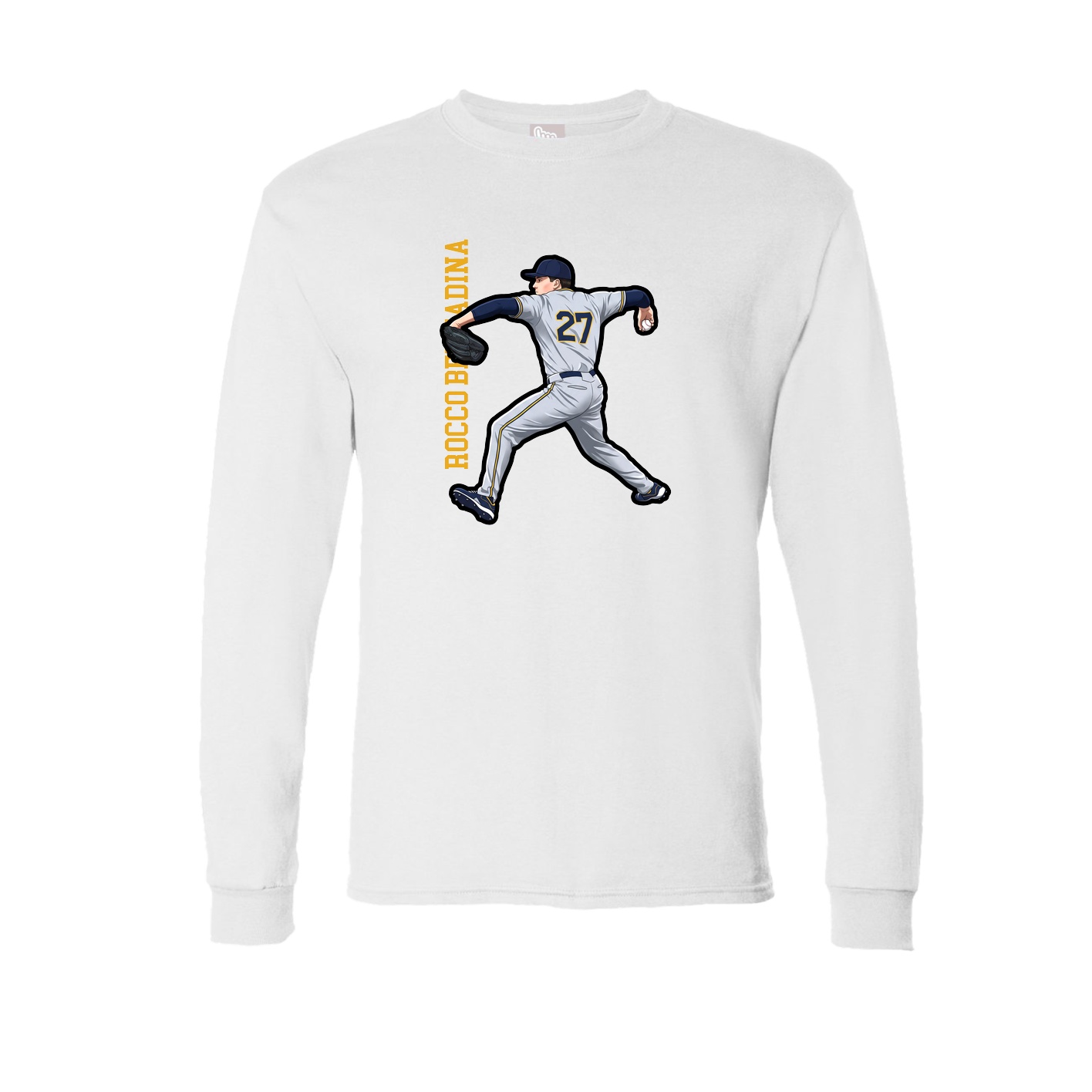 Long Sleeve Tee — Name Vertical in White