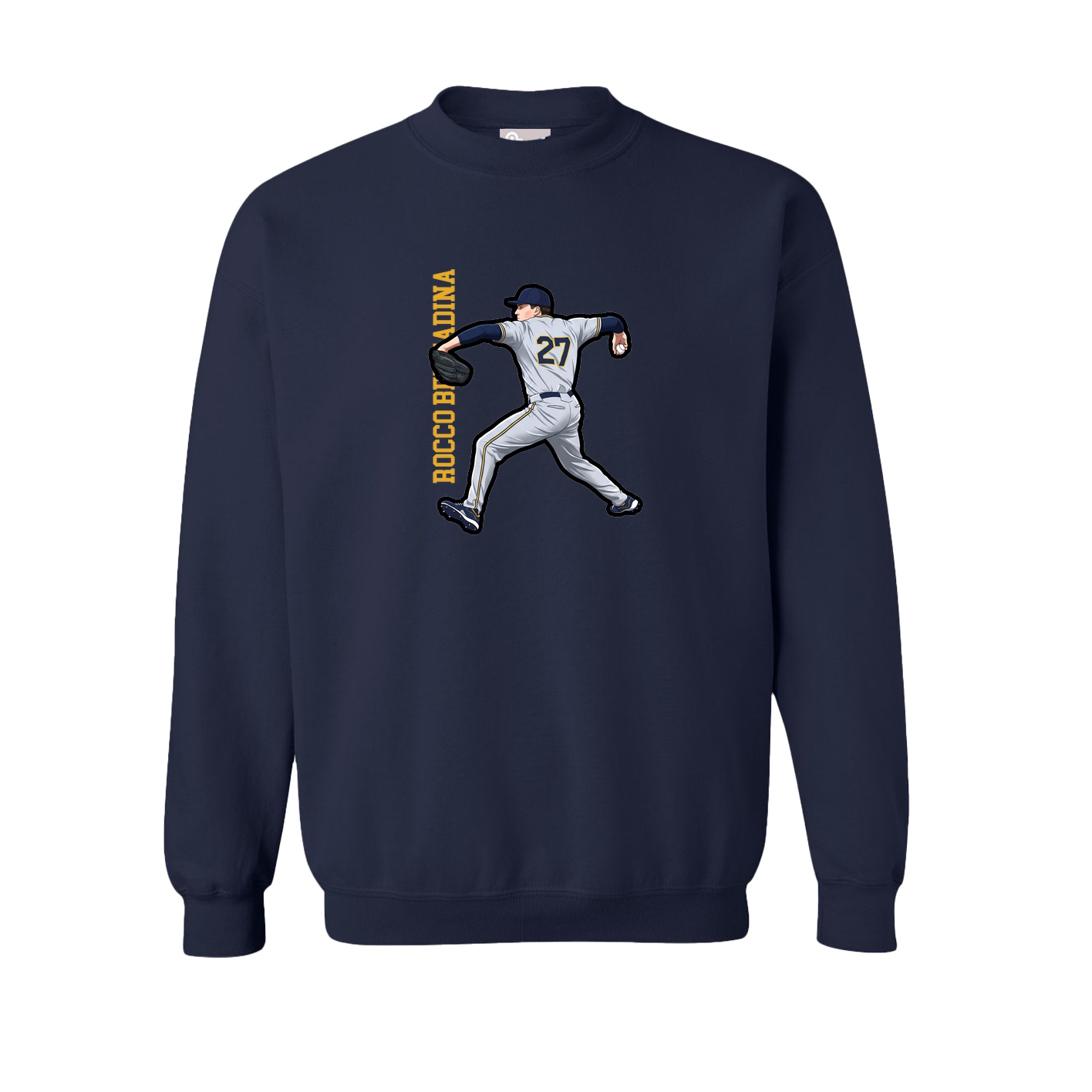 Fleece Crew — Name Vertical in Navy