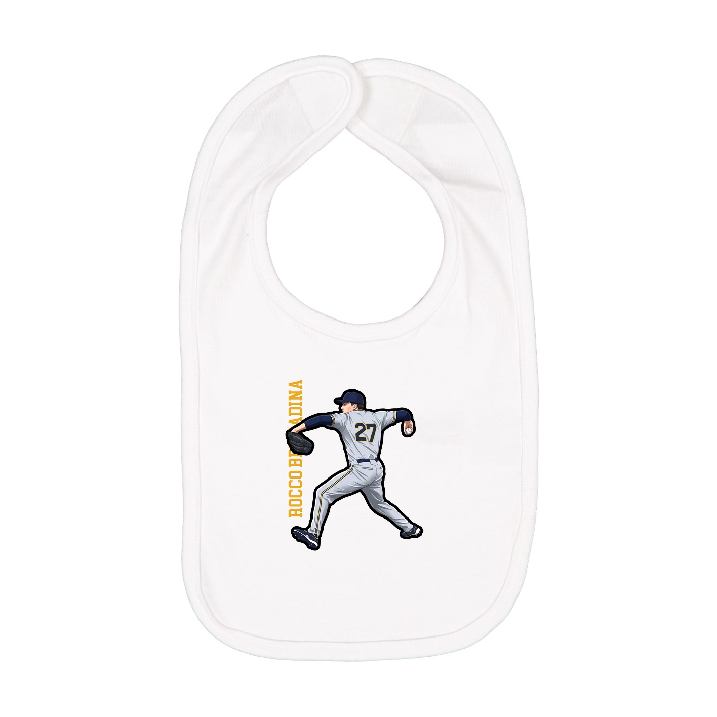 Infant Bib — Name Vertical in White