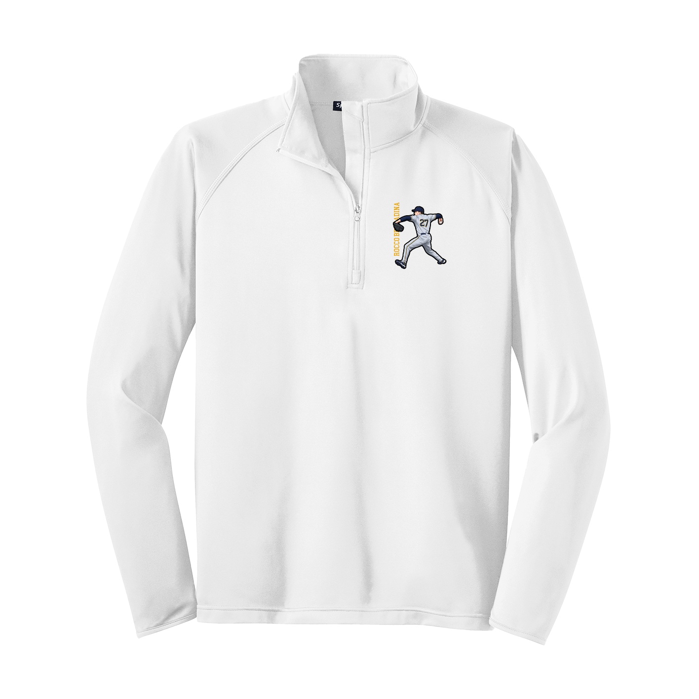 Q-Zip Pullover — Name Vertical in White