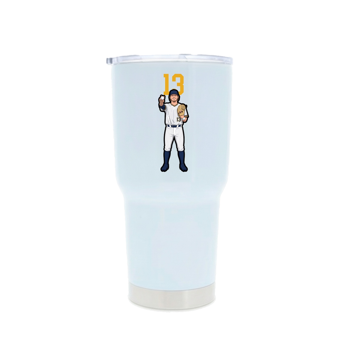 30oz Stainless Steel Tumbler — Number Top in White