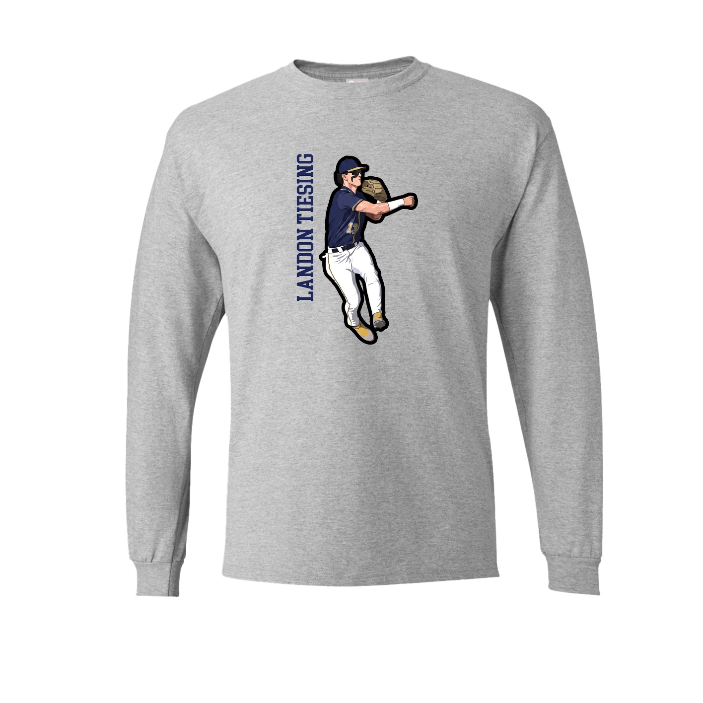 Long Sleeve Tee — Name Vertical in Grey