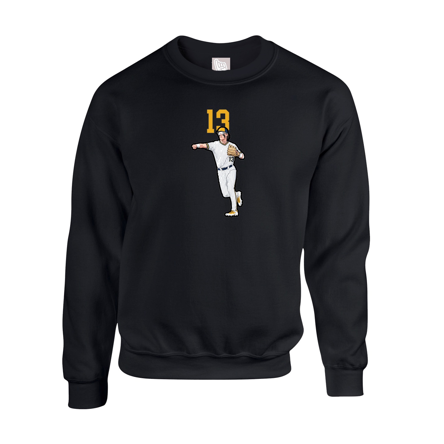Fleece Crew — Number Top in Black