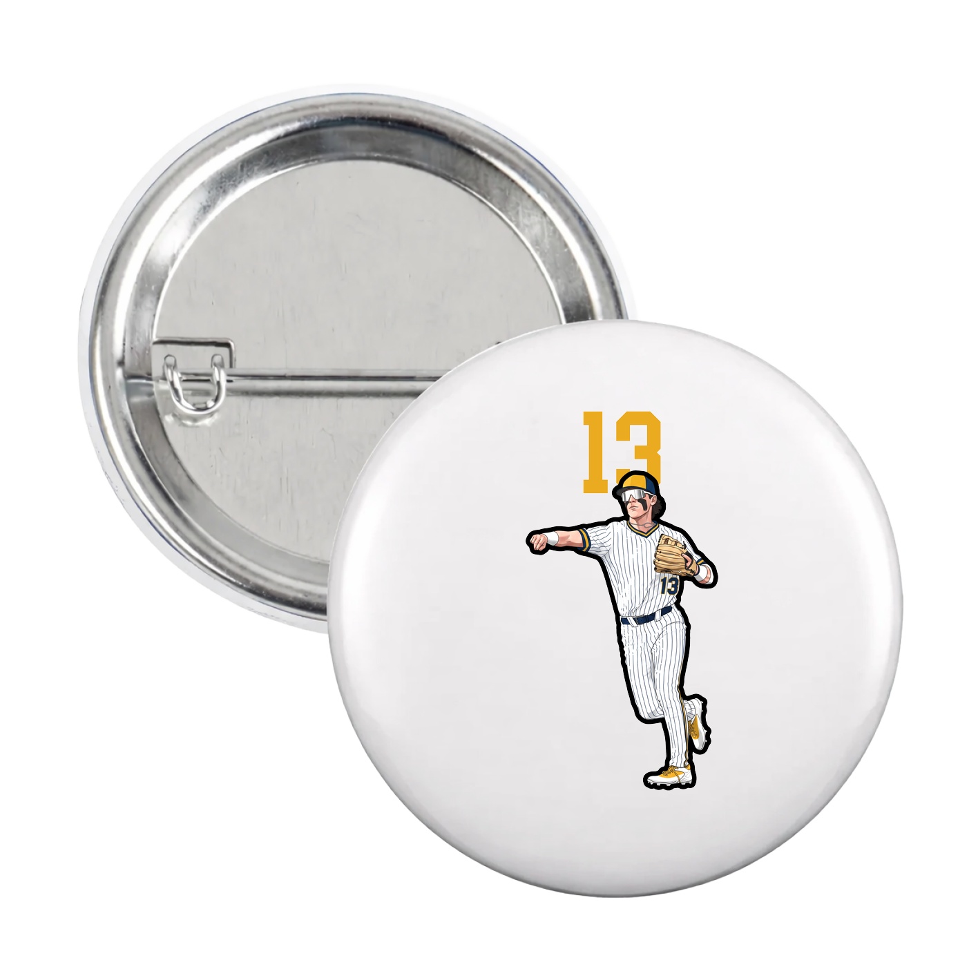 Game Day Button — Number Top in White