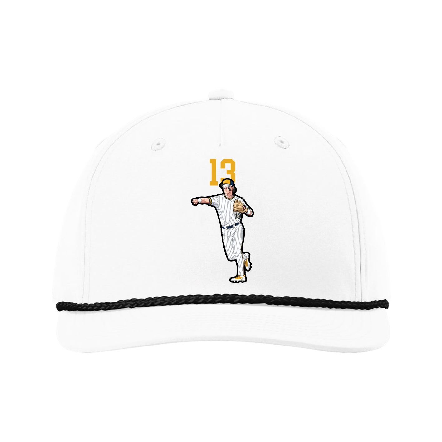Five-Panel Classic Rope Cap — Number Top in White