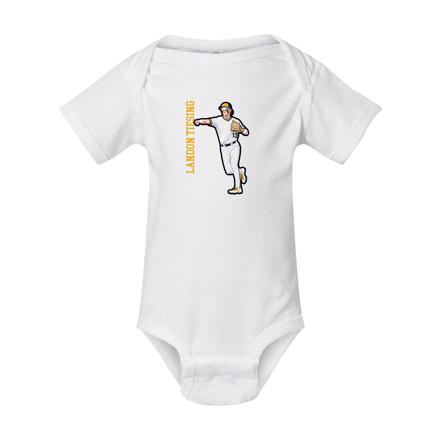 Baby Onesie — Name Vertical in White