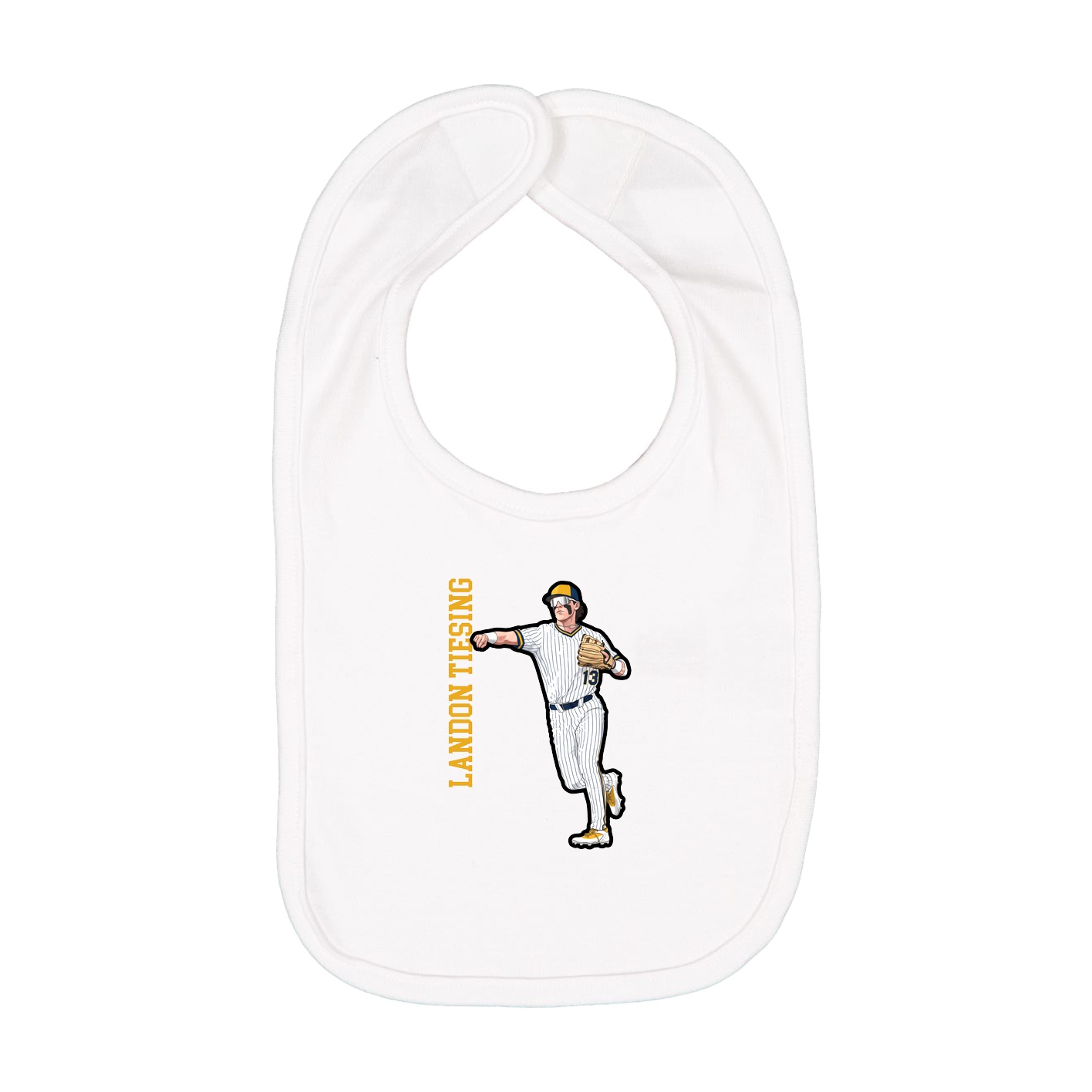 Infant Bib — Name Vertical in White