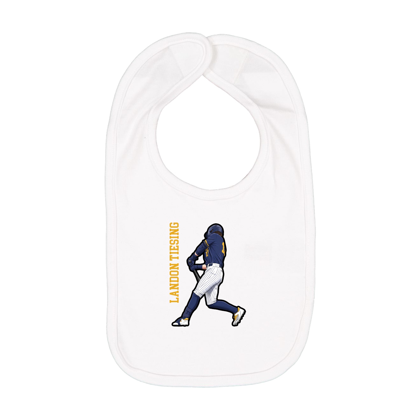 Infant Bib — Name Vertical in White