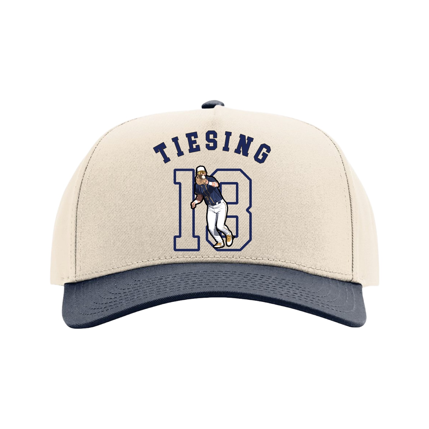 Full Fabric Five-Panel Champ Cap — Shirsey Arch in Cream/Navy